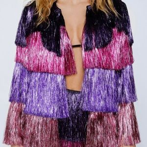 Nasty Gal Metallic Tiered Upon Front Jacket